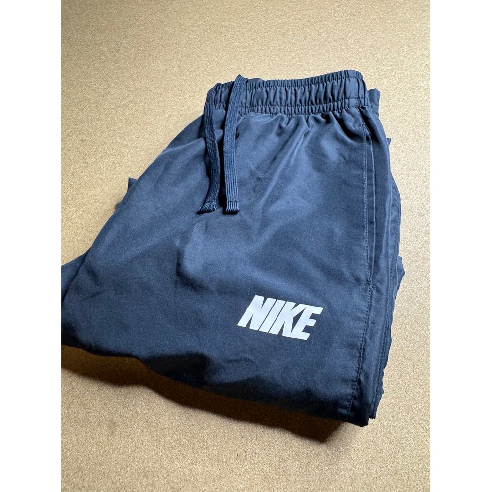 Nike Mens Navy Blue Track Pants Windbreaker Joggers Zippered Ankle Small